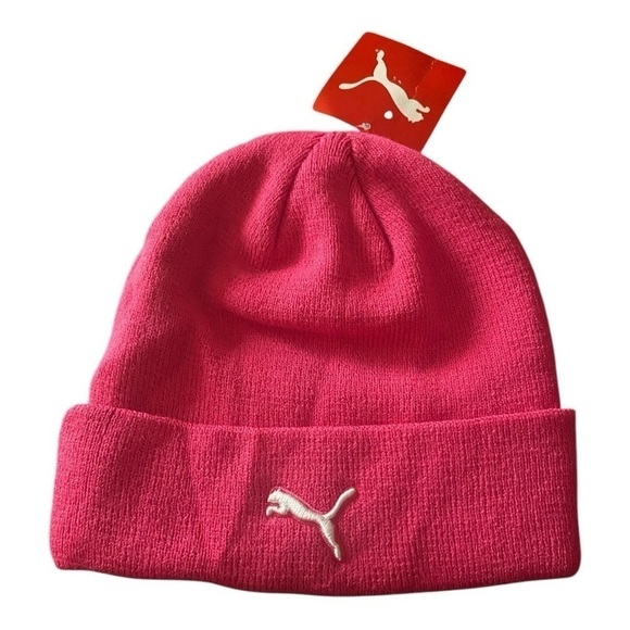 NWT-PUMA-WOMENS PINK BEANIE - Picture 1 of 2